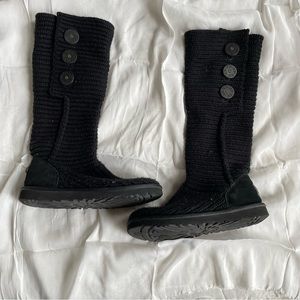 UGG Australia Cardy Crochet Knit Women's Classic Boots - Black, US 8